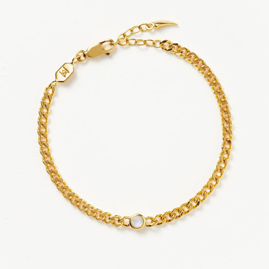 Birthstone Chain Bracelet - June | 18ct Gold Plated Vermeil/Rainbow Moonstone Bracelets Missoma 