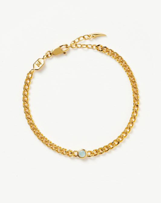 Birthstone Chain Bracelet - March | 18ct Gold Plated Vermeil/Aqua Chalcedony Bracelets Missoma 