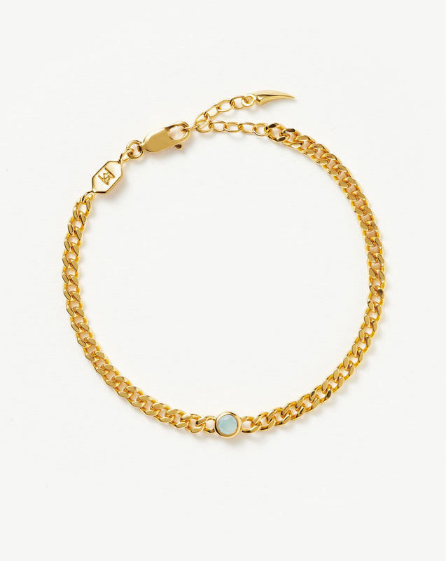 March Birthstone Chain Bracelet | 18k Gold Plated Vermeil/Milky Aquamarine