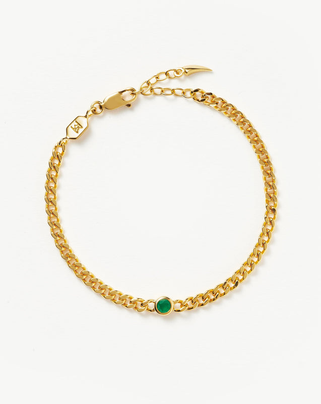 May Birthstone Chain Bracelet | 18k Gold Plated Vermeil/Green Onyx