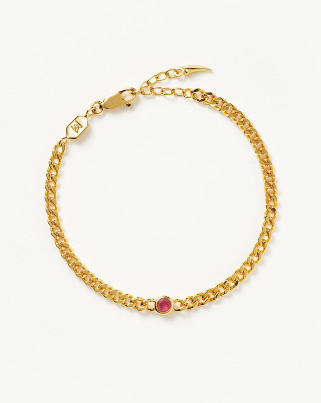 October Birthstone Chain Bracelet | 18k Gold Plated Vermeil/Pink Tourmaline