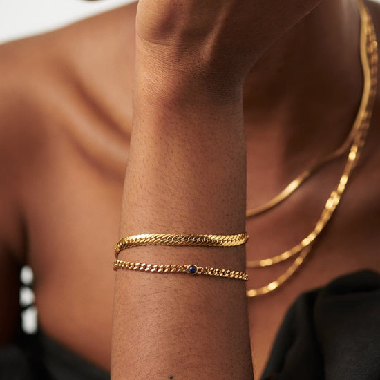 Birthstone Chain Bracelet - September | 18ct Gold Plated Vermeil/Lapis Bracelets Missoma 