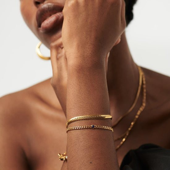 Birthstone Chain Bracelet - September | 18ct Gold Plated Vermeil/Lapis Bracelets Missoma 