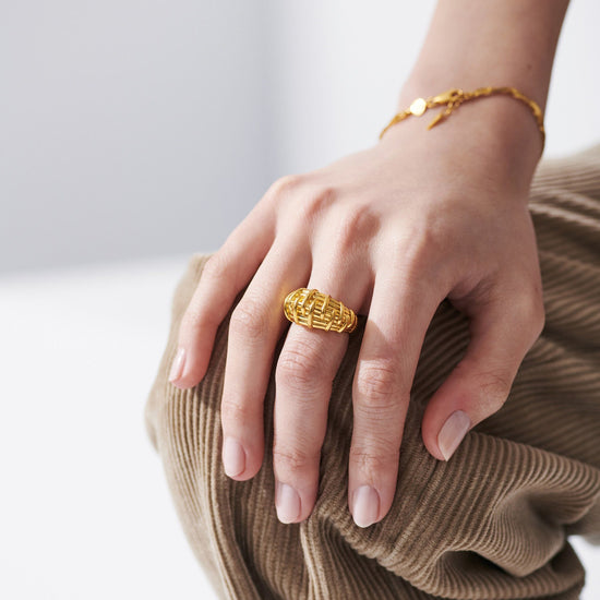 Bombe Raffia Ring | 18ct Gold Plated Rings Missoma 