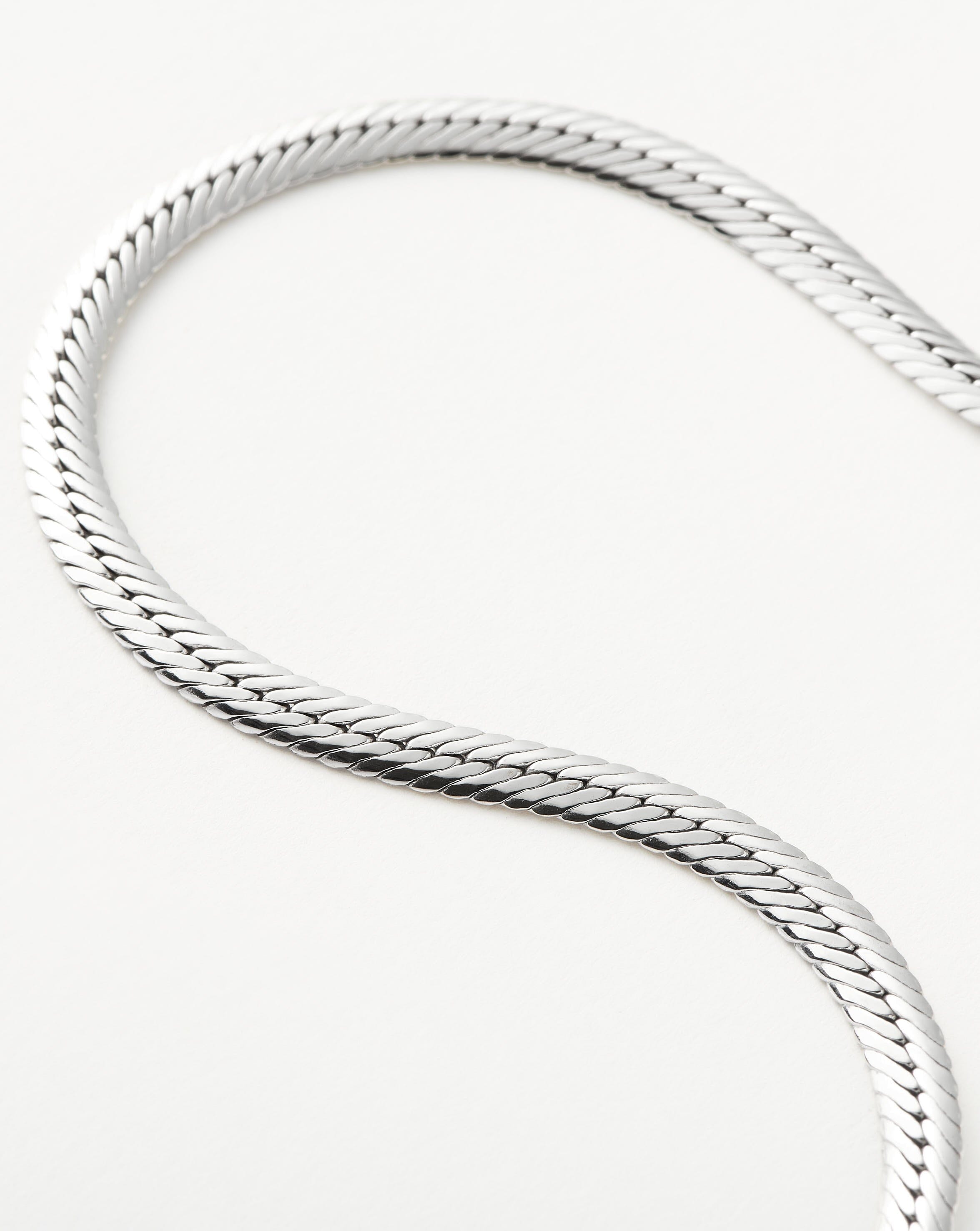 Missoma Camail Long Snake Chain Necklace Silver Plated