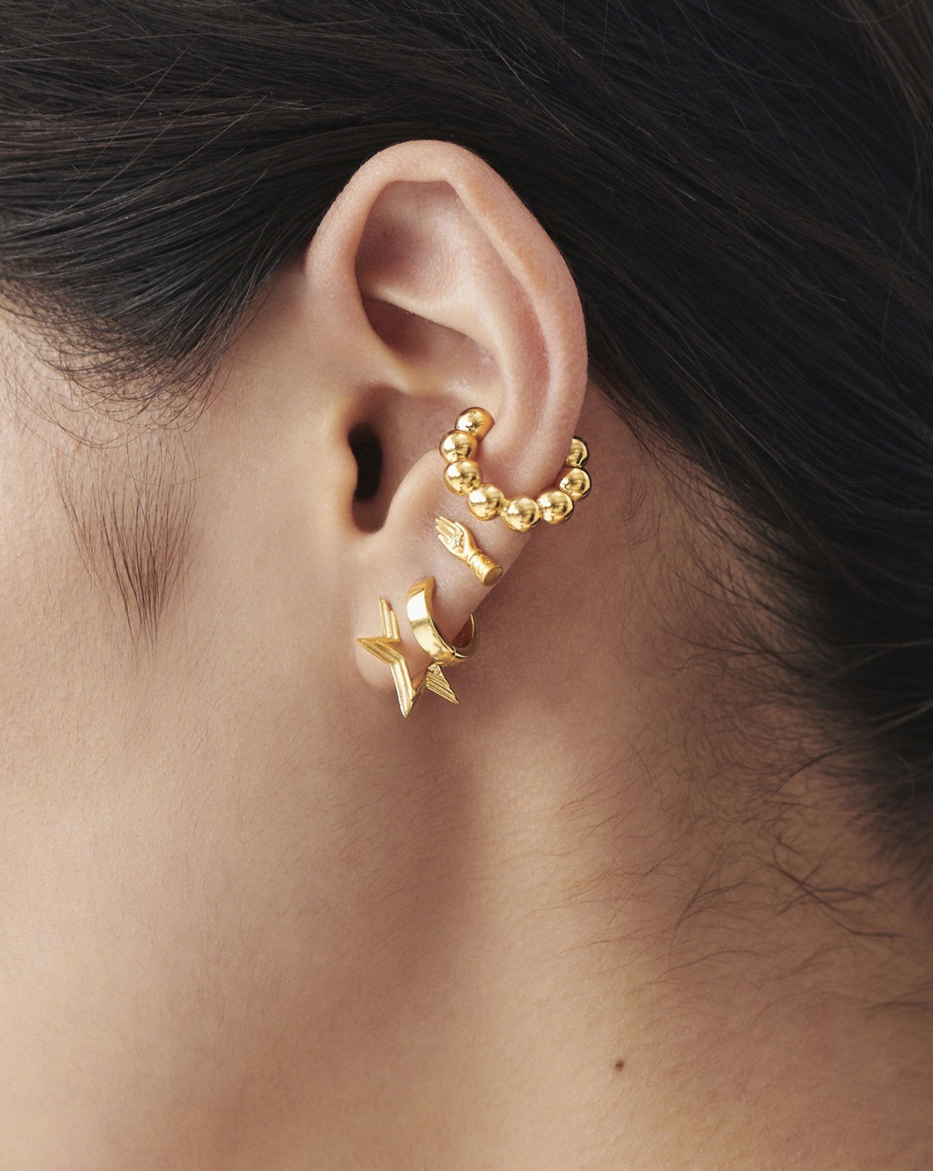 Celestial Mini Ridge Star Huggies | 18ct Gold Plated Vermeil Earrings Missoma 