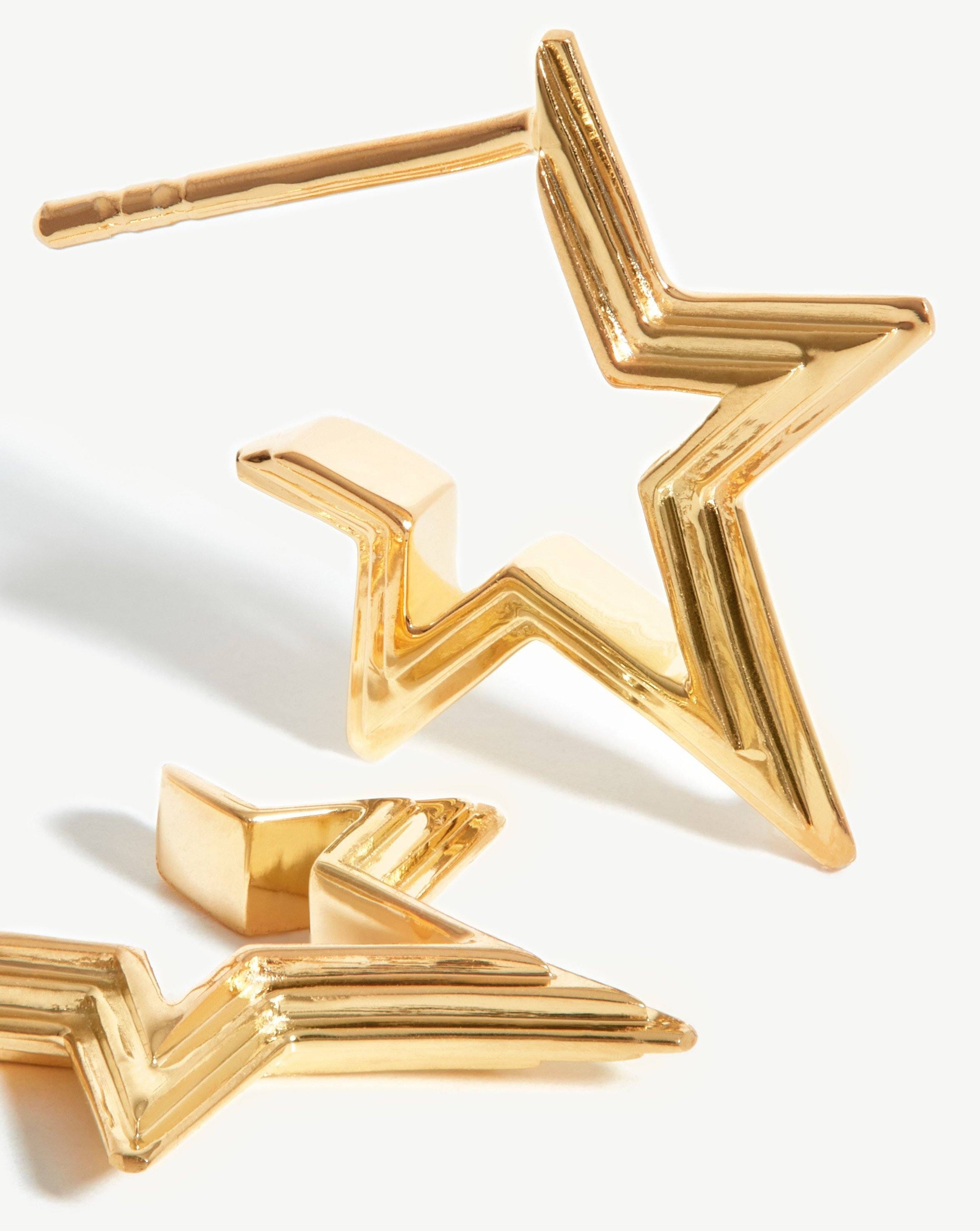 Celestial Mini Ridge Star Huggies | 18ct Gold Plated Vermeil Earrings Missoma 