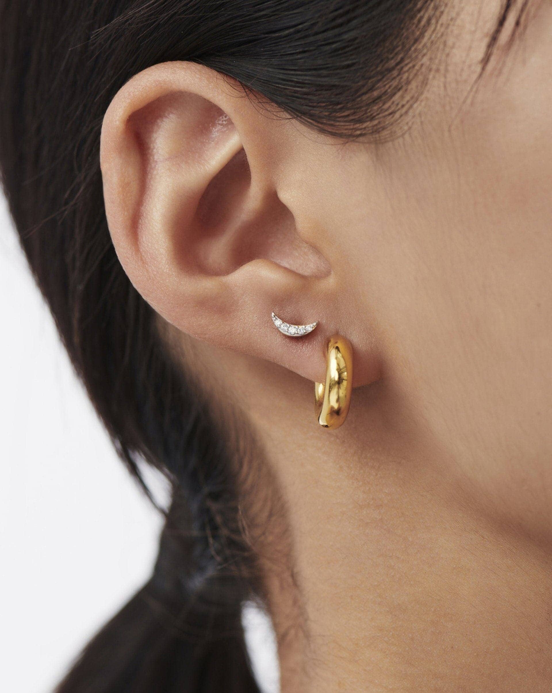 Celestial Pave Moon Stud Earrings | 18ct Gold Plated Vermeil/Cubic Zirconia Earrings Missoma 