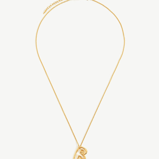 Chubby Pearl Initial Pendant Necklace - Initial B | 18ct Gold Plated Vermeil/Pearl Necklaces Missoma 