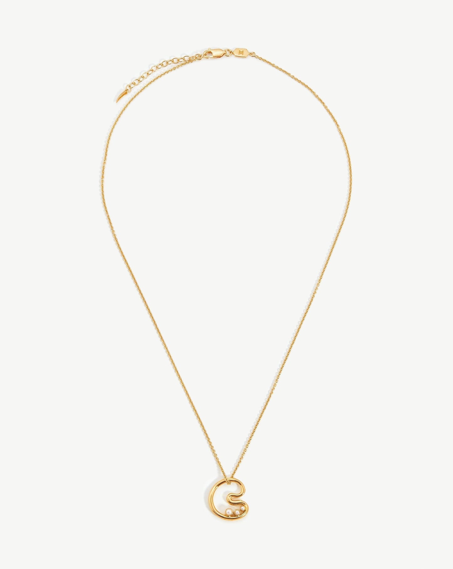 Chubby Pearl Initial Pendant Necklace - Initial C | 18ct Gold Plated Vermeil/Pearl Necklaces Missoma 
