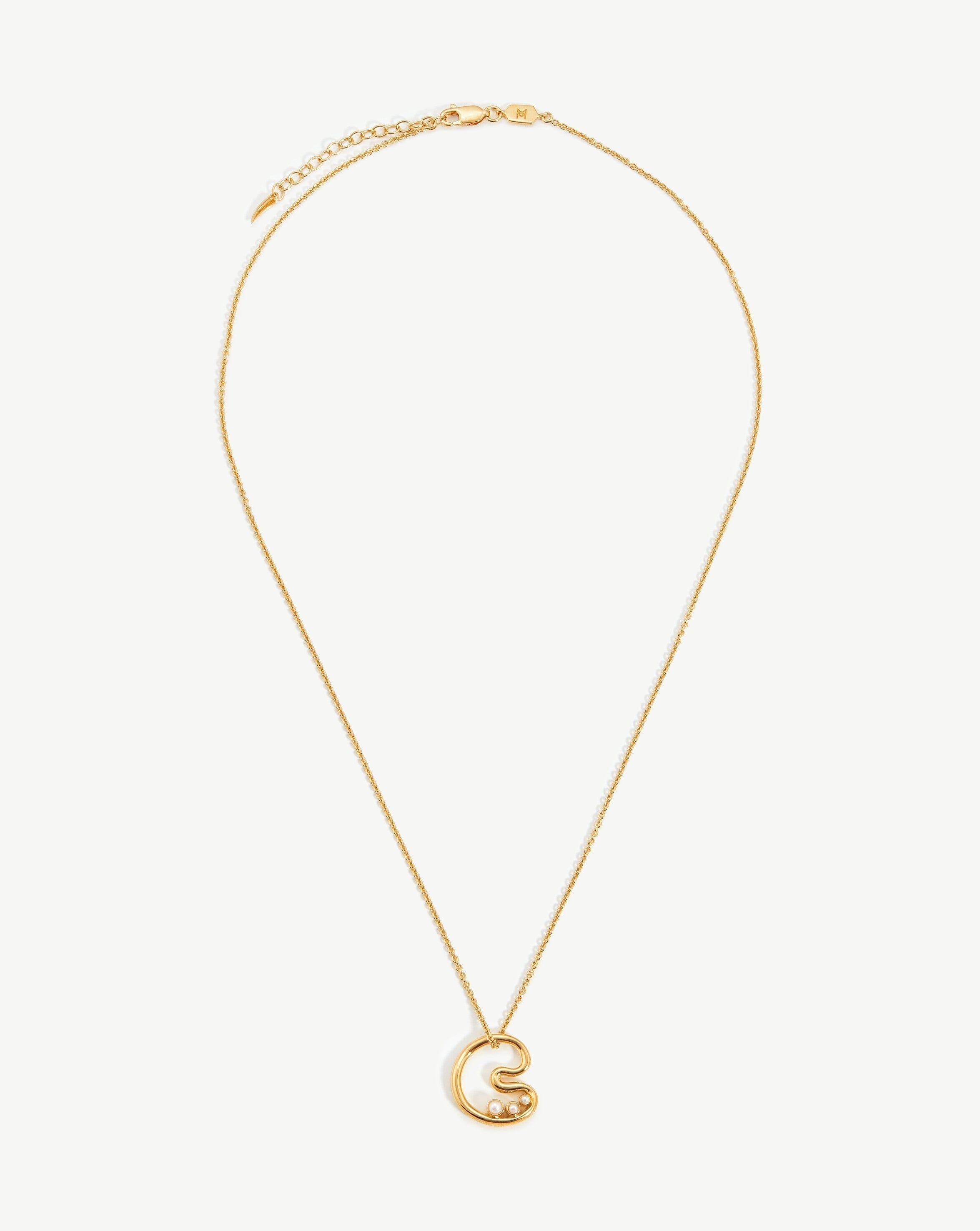 Missoma Chubby Pearl Initial Pendant Necklace - Initial C | 18ct Gold Plated Vermeil/Pearl