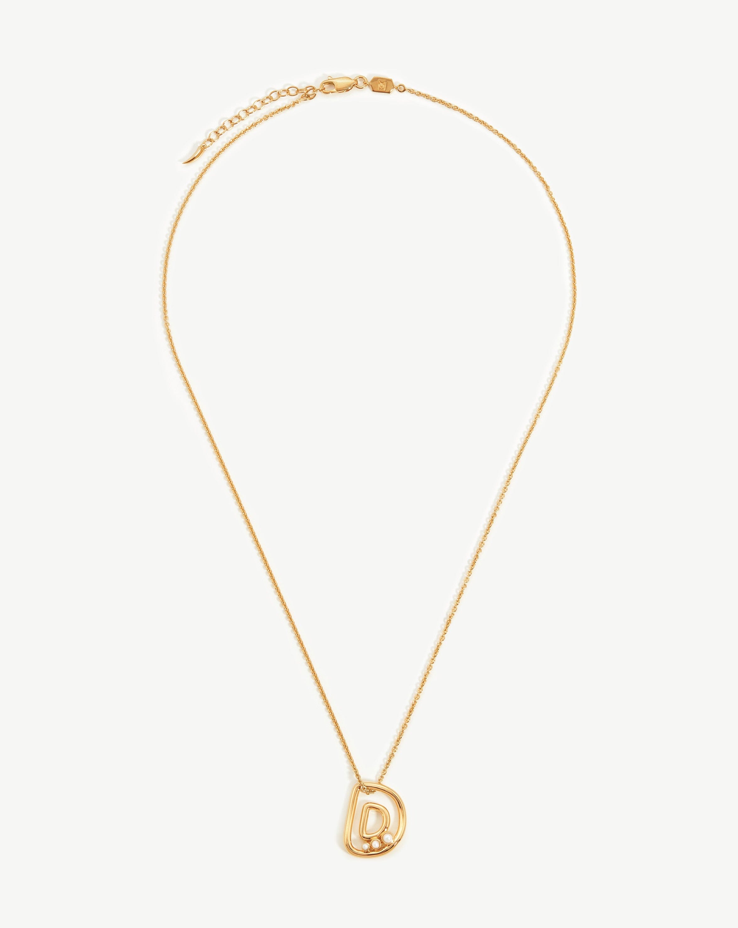 Chubby Pearl Initial Pendant Necklace - Initial D | 18ct Gold Plated Vermeil/Pearl Necklaces Missoma 