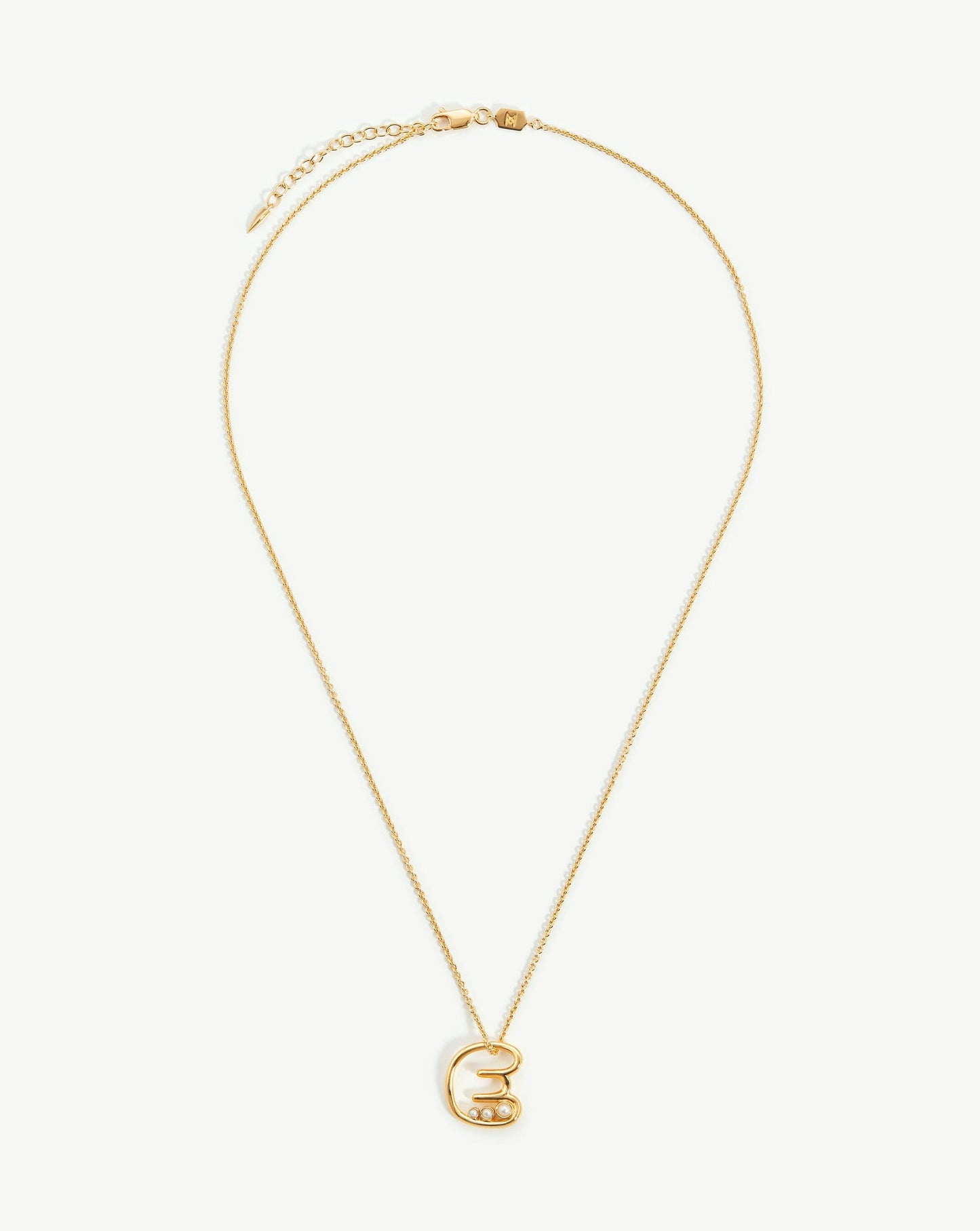 Chubby Pearl Initial Pendant Necklace - Initial E | 18ct Gold Plated Vermeil/Pearl Necklaces Missoma 
