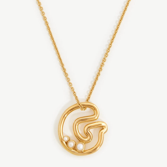Chubby Pearl Initial Pendant Necklace - Initial G | 18ct Gold Plated Vermeil/Pearl Necklaces Missoma 
