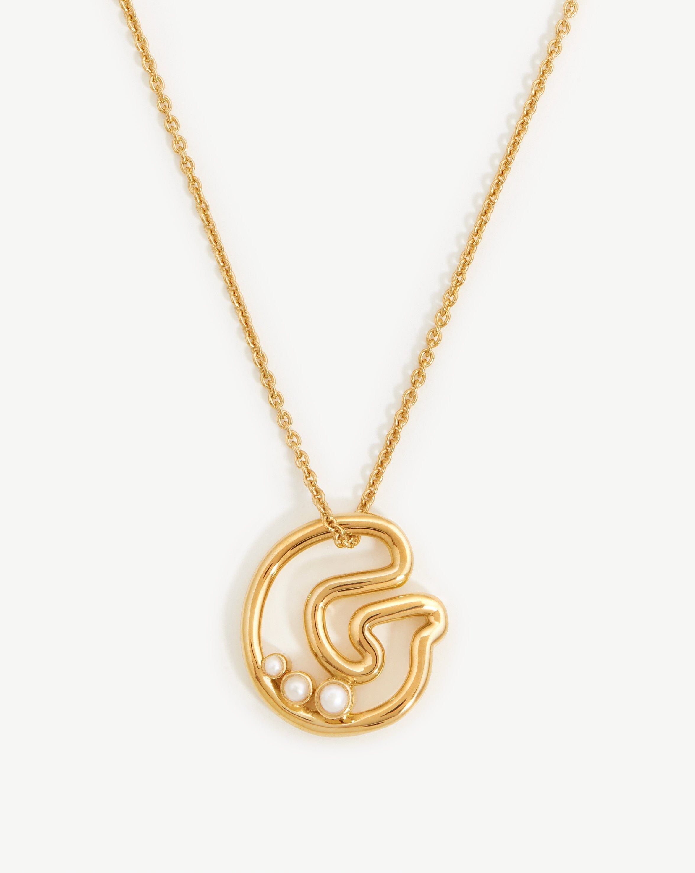 Chubby Pearl Initial Pendant Necklace - Initial G | 18ct Gold Plated Vermeil/Pearl Necklaces Missoma 