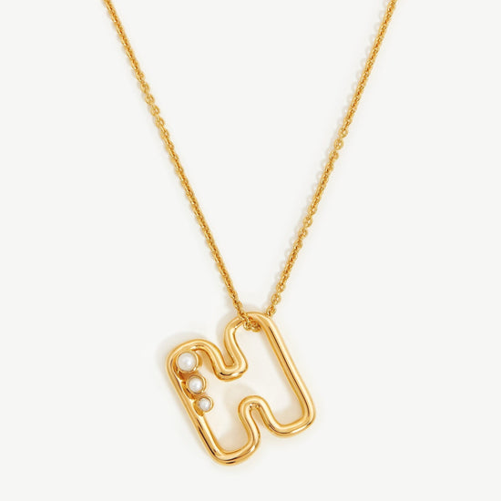 Chubby Pearl Initial Pendant Necklace - Initial H | 18ct Gold Plated Vermeil/Pearl Necklaces Missoma 