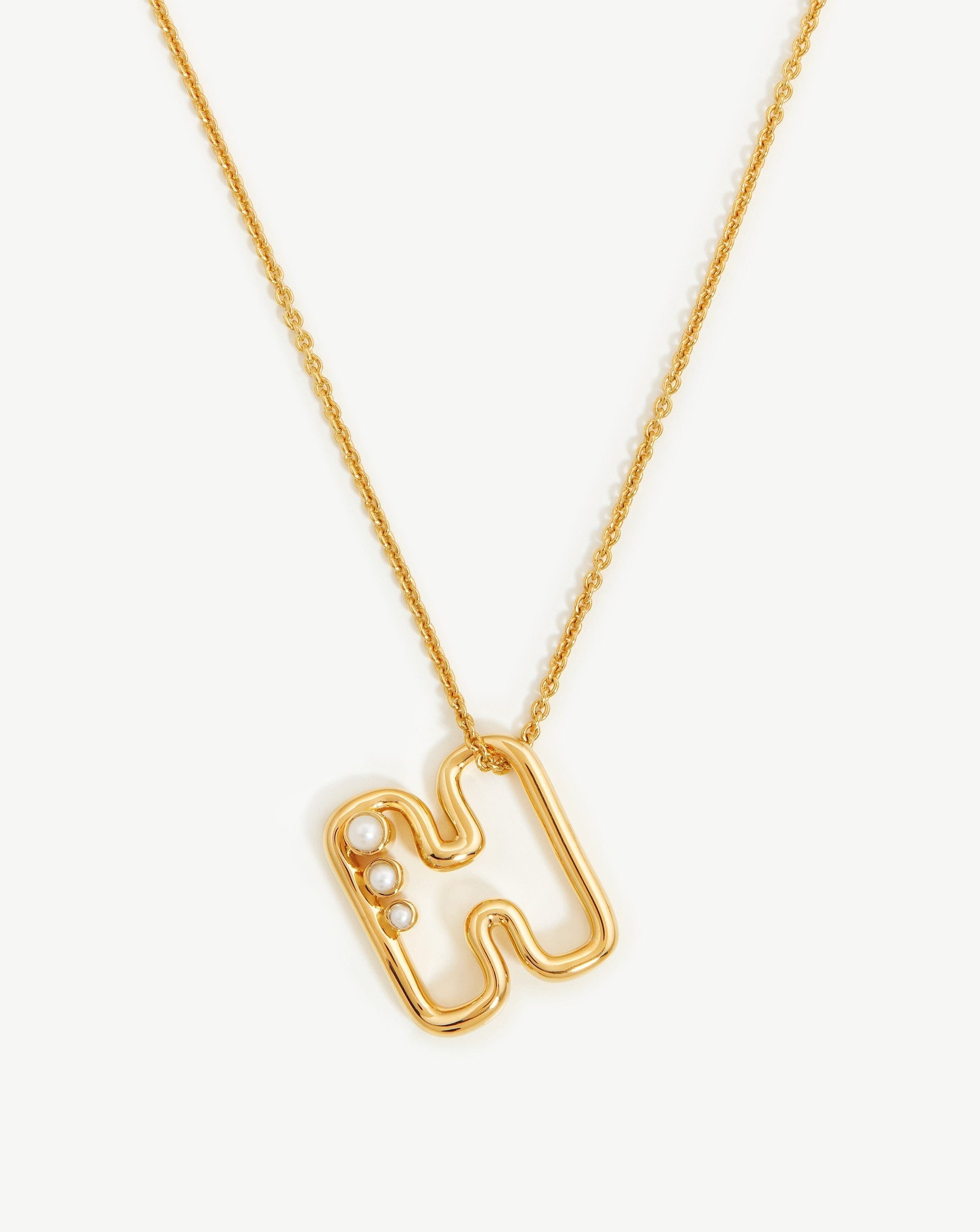 Chubby Pearl Initial Pendant Necklace - Initial H | 18ct Gold Plated Vermeil/Pearl Necklaces Missoma 