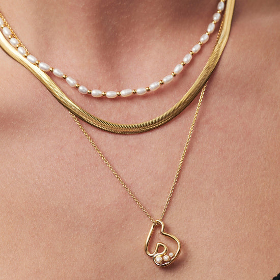 Chubby Pearl Initial Pendant Necklace - Initial J | 18ct Gold Plated Vermeil/Pearl Necklaces Missoma 