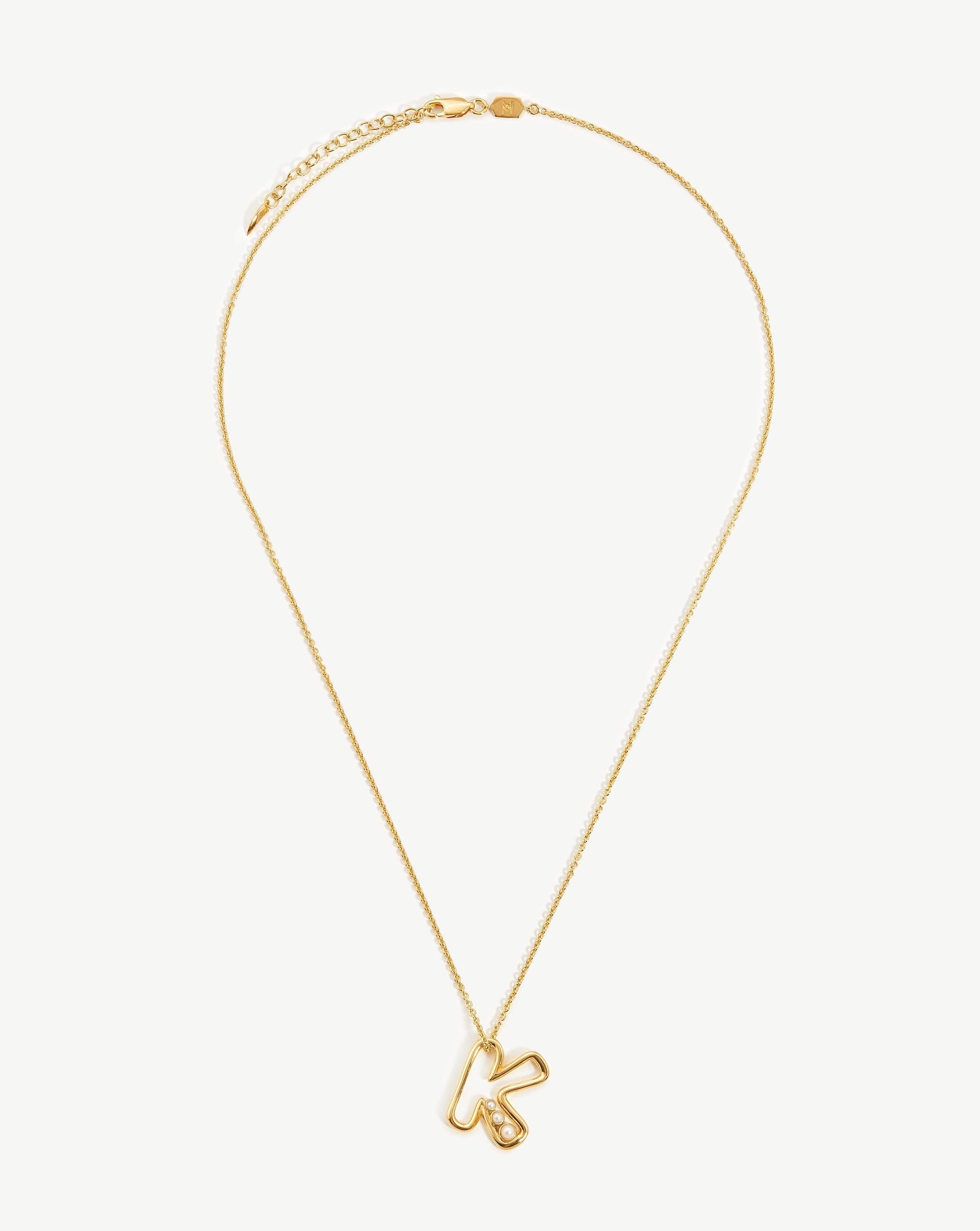 Chubby Pearl Initial Pendant Necklace - Initial K | 18ct Gold Plated Vermeil/Pearl Necklaces Missoma 