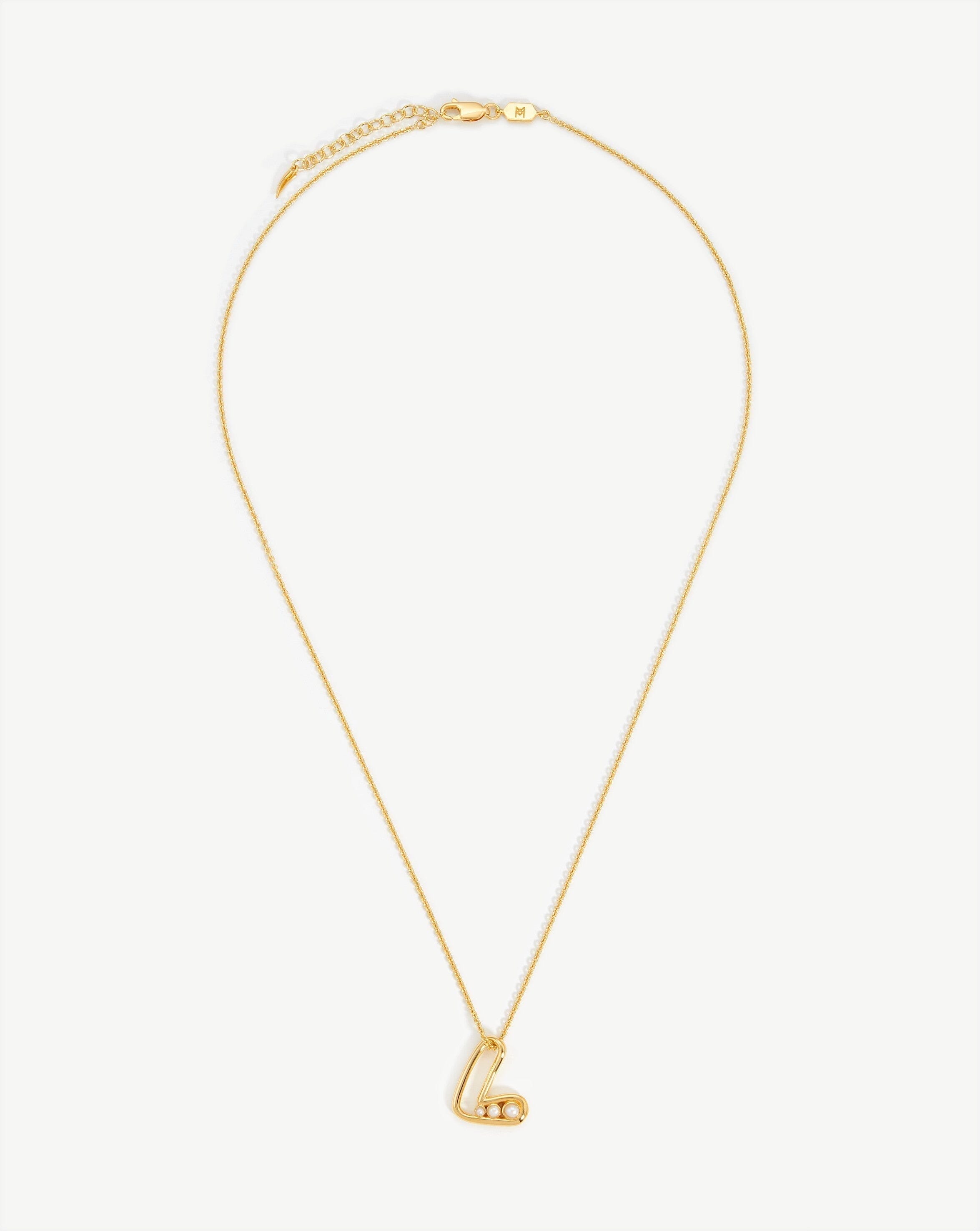 Chubby Pearl Initial Pendant Necklace - Initial Q | 18ct Gold Plated V |  Missoma