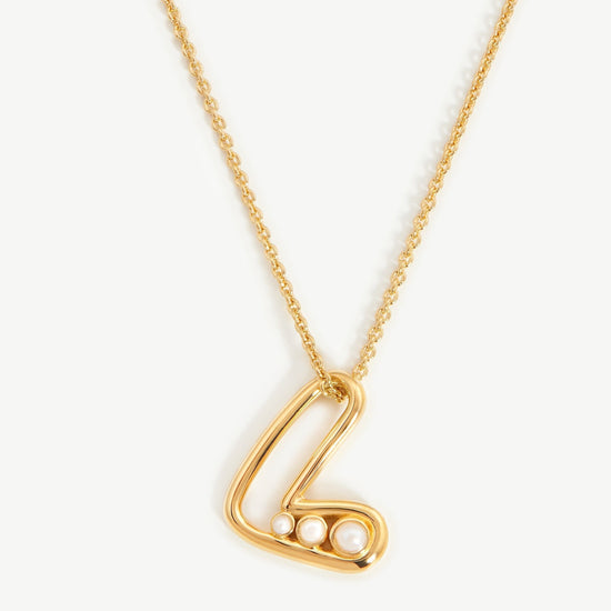 Chubby Pearl Initial Pendant Necklace - Initial L | 18ct Gold Plated Vermeil/Pearl Necklaces Missoma 