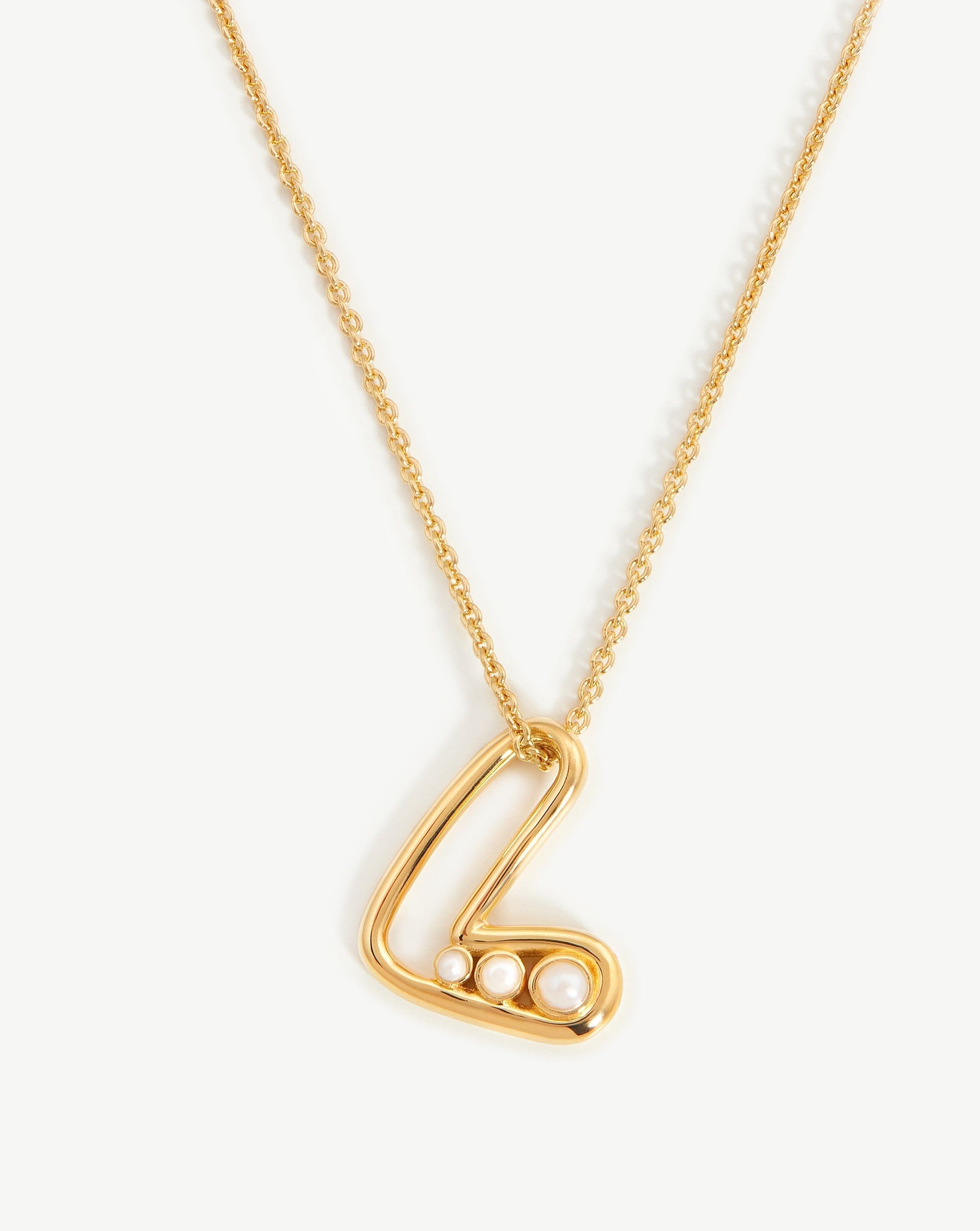 Chubby Pearl Initial Pendant Necklace - Initial L | 18ct Gold Plated Vermeil/Pearl Necklaces Missoma 