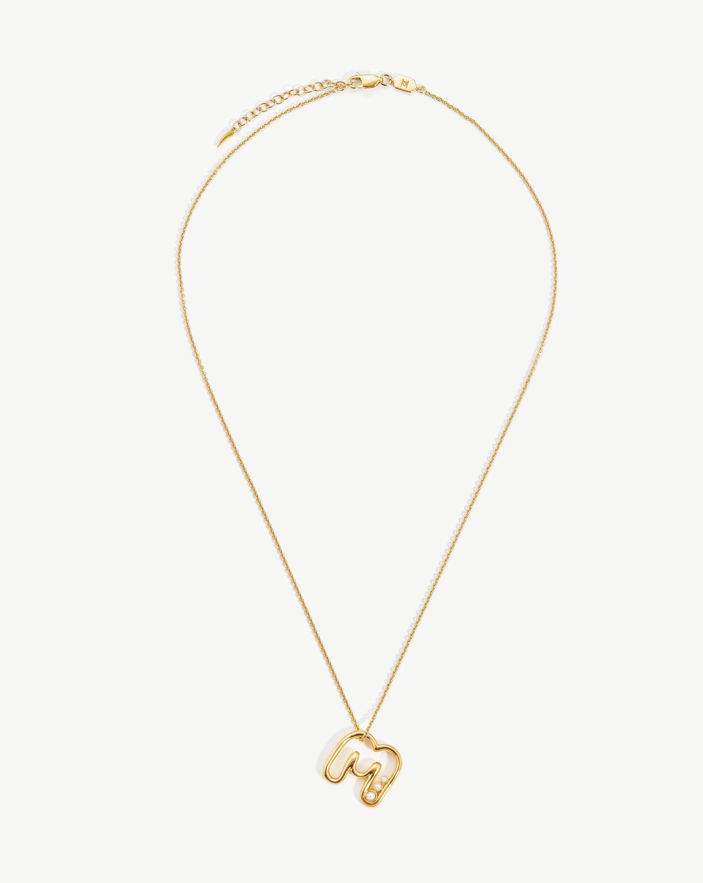 Chubby Pearl Initial Pendant Necklace - Initial M | 18ct Gold Plated Vermeil/Pearl Necklaces Missoma 