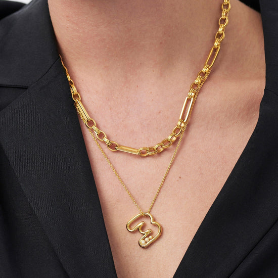 Chubby Pearl Initial Pendant Necklace - Initial M | 18ct Gold Plated Vermeil/Pearl Necklaces Missoma 