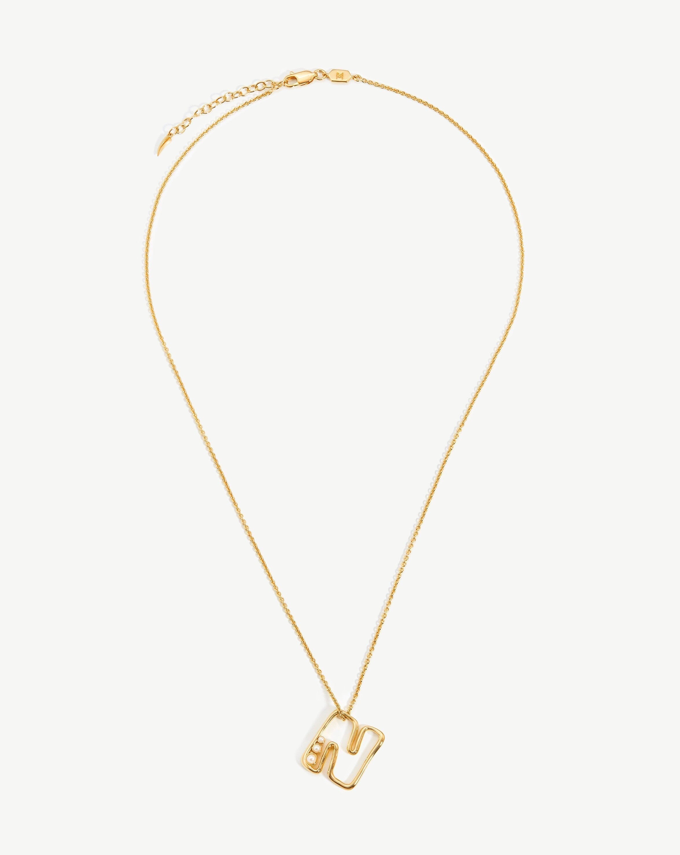 Chubby Pearl Initial Pendant Necklace - Initial N | 18ct Gold Plated Vermeil/Pearl Necklaces Missoma 