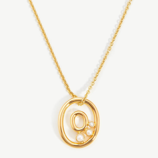 Chubby Pearl Initial Pendant Necklace - Initial O | 18ct Gold Plated Vermeil/Pearl Necklaces Missoma 