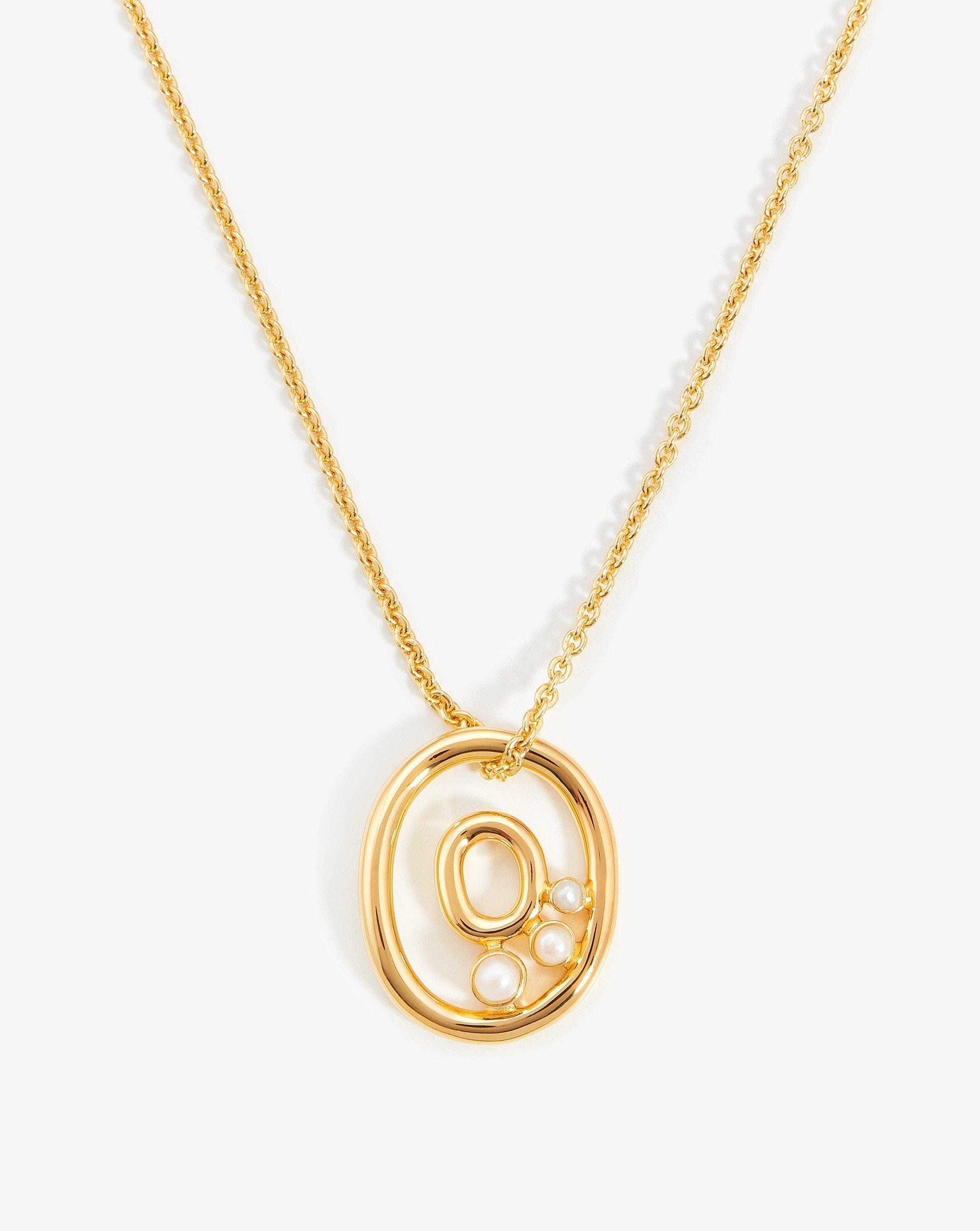 Chubby Pearl Initial Pendant Necklace - Initial O | 18ct Gold Plated Vermeil/Pearl Necklaces Missoma 
