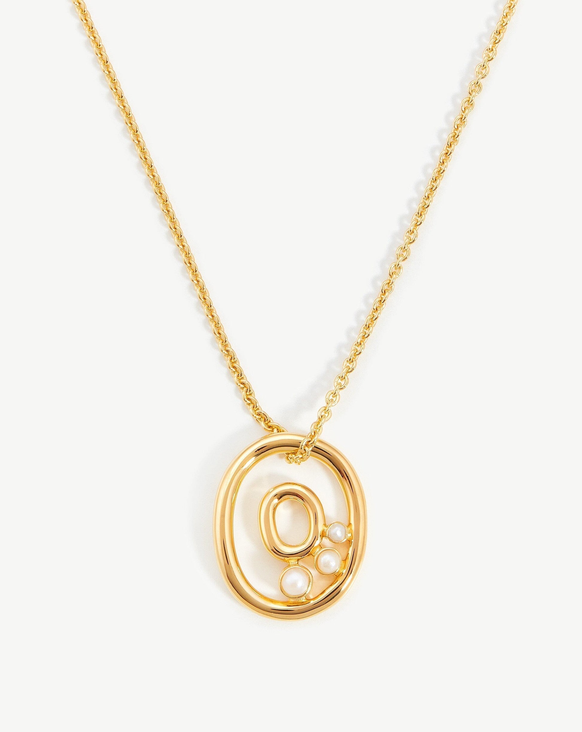 Chubby Pearl Initial Pendant Necklace - Initial O | 18ct Gold Plated Vermeil/Pearl Necklaces Missoma 