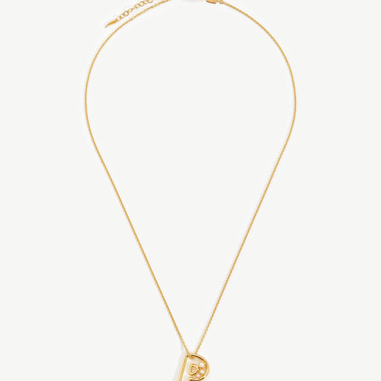 Chubby Pearl Initial Pendant Necklace - Initial P | 18ct Gold Plated Vermeil/Pearl Necklaces Missoma 