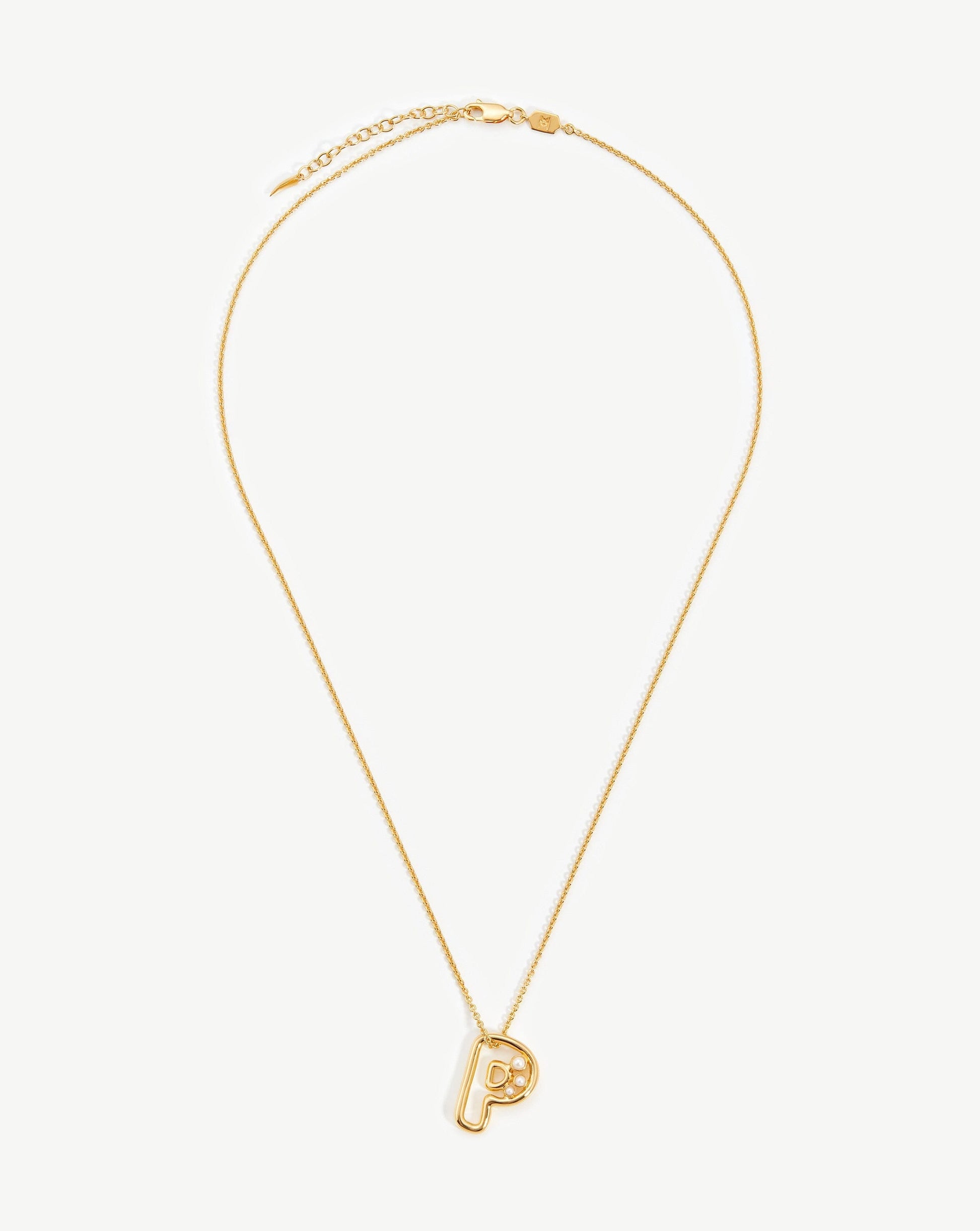 Chubby Pearl Initial Pendant Necklace - Initial P | 18ct Gold Plated Vermeil/Pearl Necklaces Missoma 