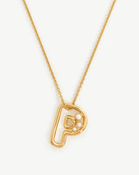 Chubby Pearl Initial Pendant Necklace - Initial P | 18ct Gold Plated Vermeil/Pearl Necklaces Missoma 