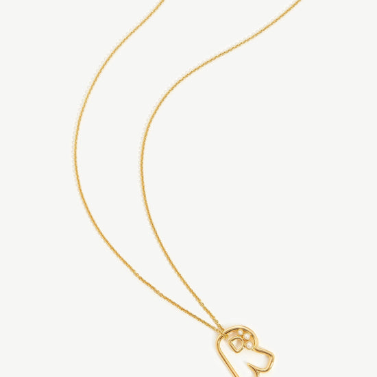 Chubby Pearl Initial Pendant Necklace - Initial R | 18ct Gold Plated Vermeil/Pearl Necklaces Missoma 