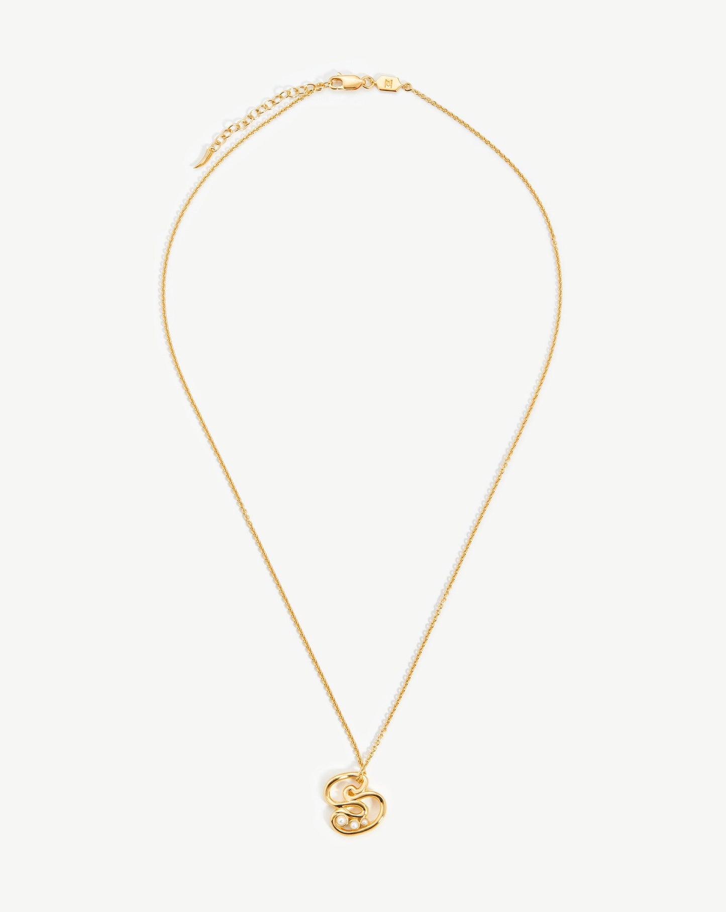 Chubby Pearl Initial Pendant Necklace - Initial S | 18ct Gold Plated Vermeil/Pearl Necklaces Missoma 