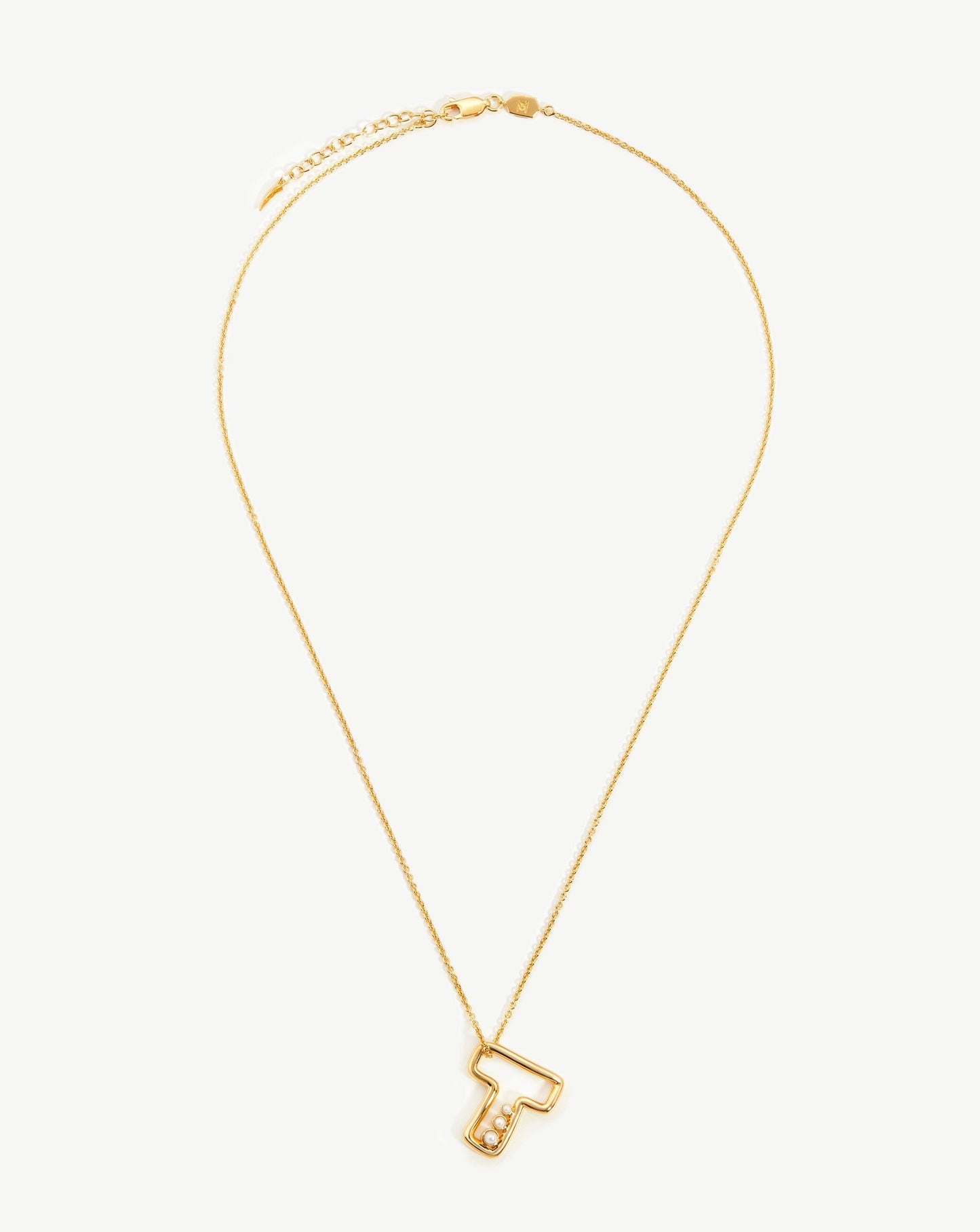 Chubby Pearl Initial Pendant Necklace - Initial T | 18ct Gold Plated Vermeil/Pearl Necklaces Missoma 