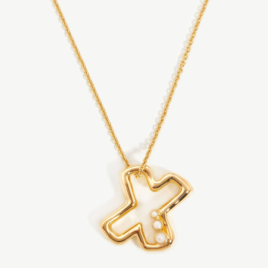 Chubby Pearl Initial Pendant Necklace - Initial X | 18ct Gold Plated Vermeil/Pearl Necklaces Missoma 