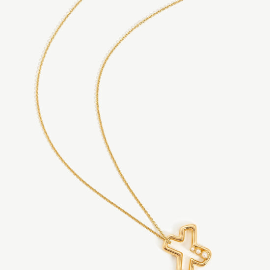 Chubby Pearl Initial Pendant Necklace - Initial X | 18ct Gold Plated Vermeil/Pearl Necklaces Missoma 