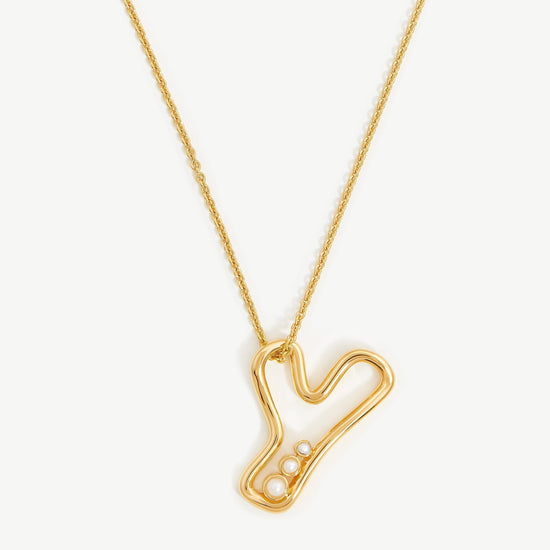 Chubby Pearl Initial Pendant Necklace - Initial Y | 18ct Gold Plated Vermeil/Pearl Necklaces Missoma 