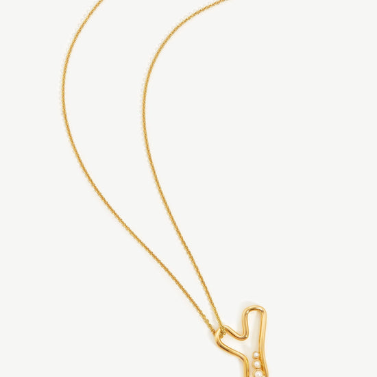 Chubby Pearl Initial Pendant Necklace - Initial Y | 18ct Gold Plated Vermeil/Pearl Necklaces Missoma 