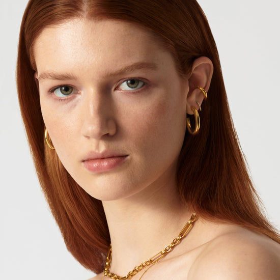 Chubby Tunnel Large Hoop Earrings | 18ct Gold Plated Earrings Missoma 