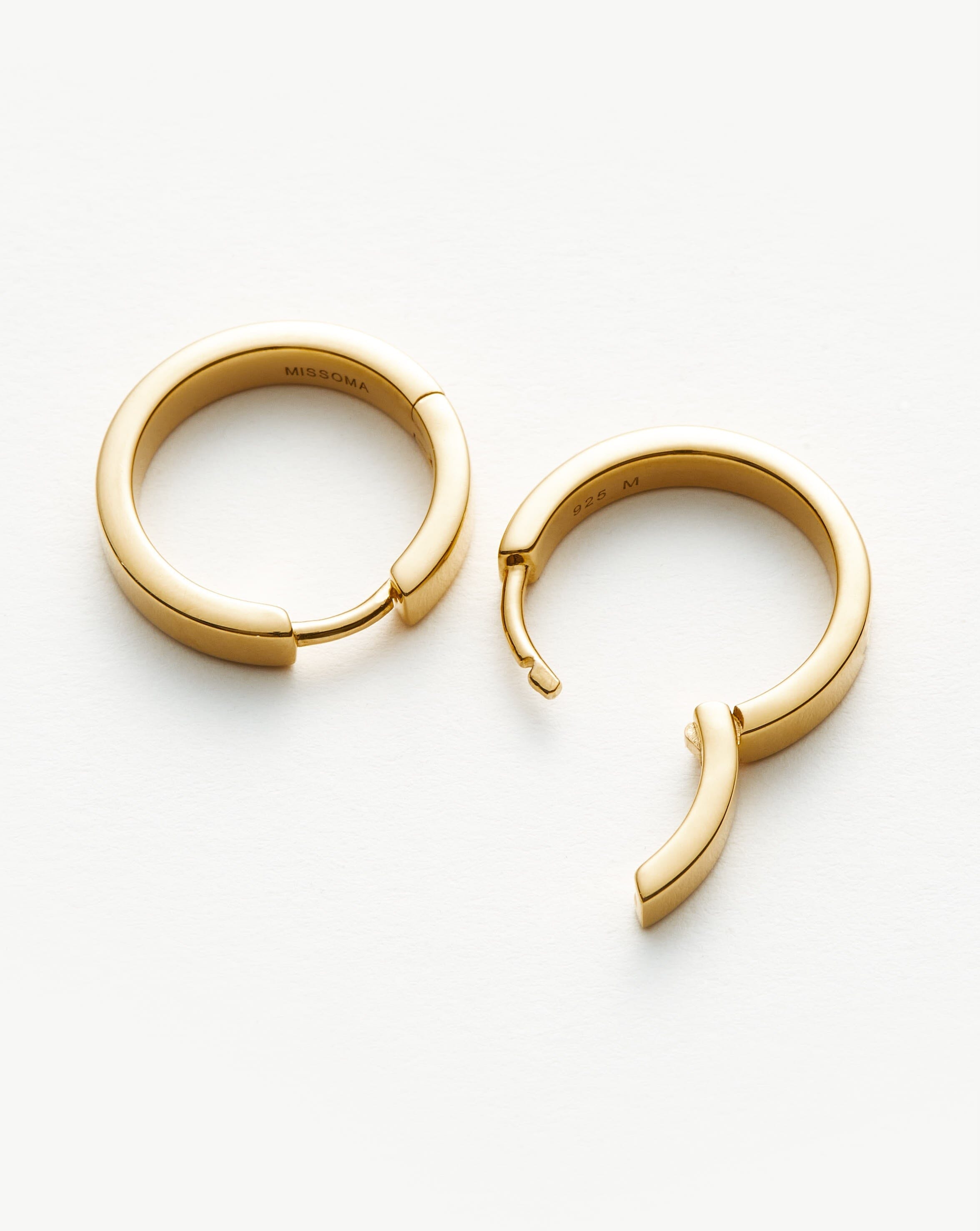 Classic Flat Small Hoop Earrings | 18ct Gold Plated Vermeil Earrings Missoma 