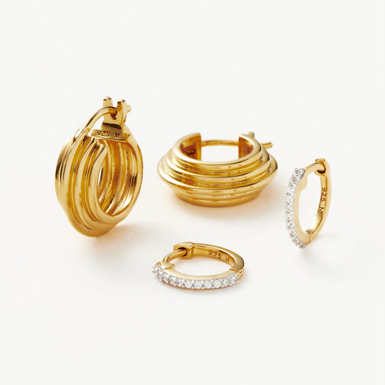 Classic Ridge Mini Hoop Earring Set Layering Sets Missoma 18ct Gold Plated Vermeil 