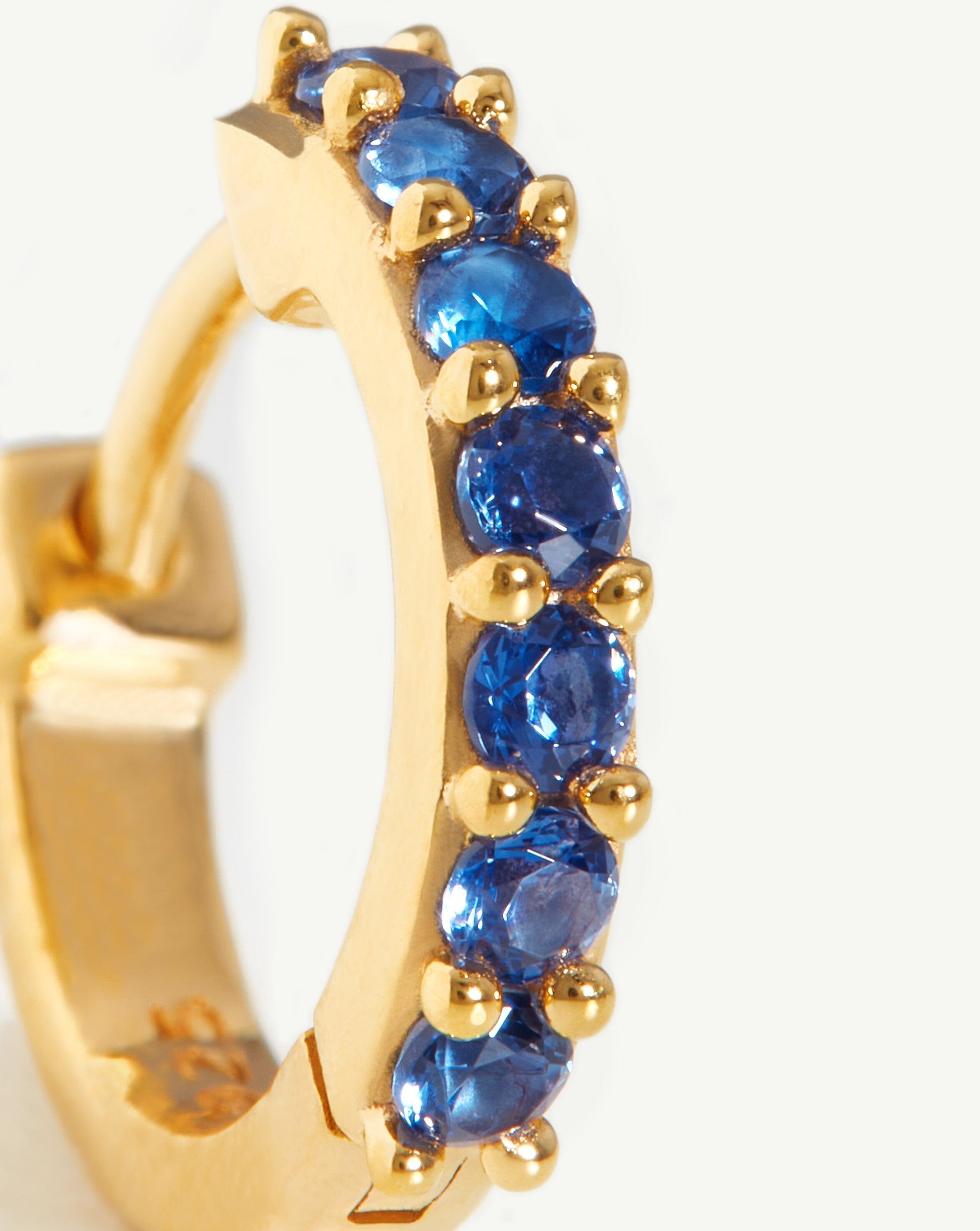 Classic Stone Huggies | 18ct Gold Plated Vermeil/Blue Zirconia Earrings Missoma 