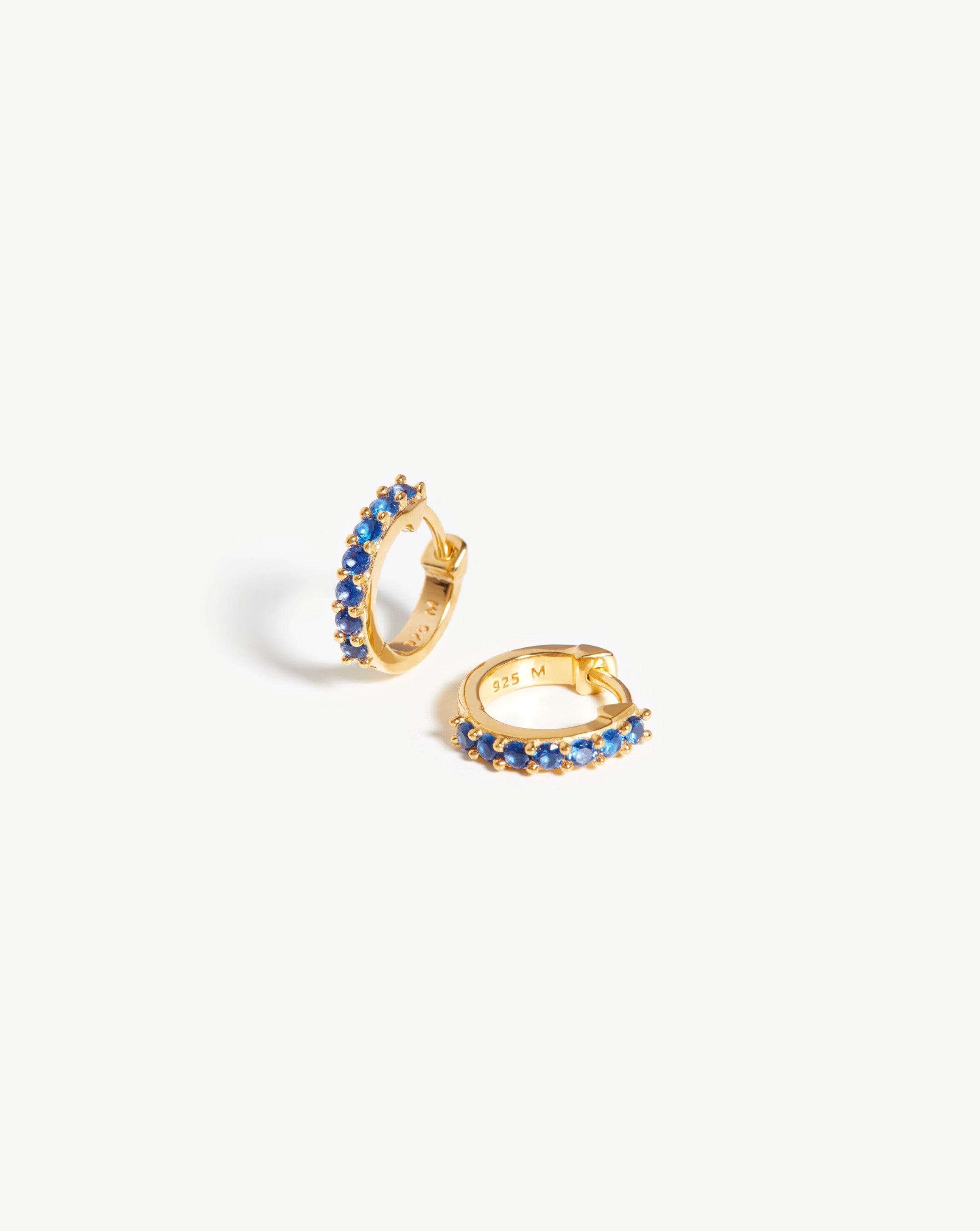 Classic Stone Huggies | 18ct Gold Plated Vermeil/Blue Zirconia Earrings Missoma 