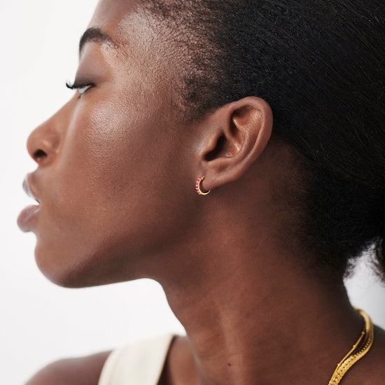 Classic Stone Huggies | 18ct Gold Plated Vermeil/Pink Zirconia Earrings Missoma 