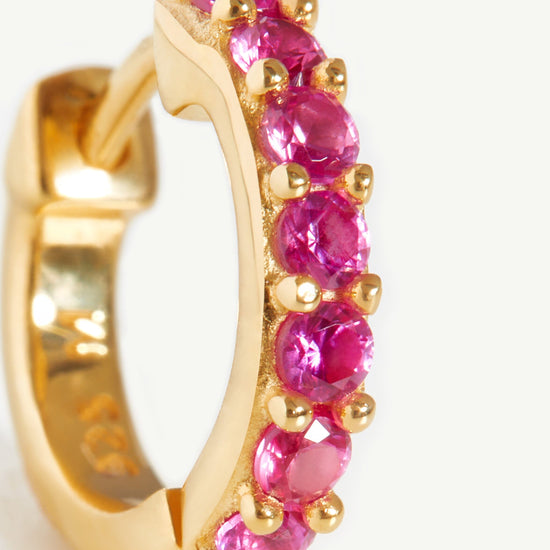 Classic Stone Huggies | 18ct Gold Plated Vermeil/Pink Zirconia Earrings Missoma 