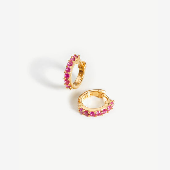 Classic Stone Huggies | 18ct Gold Plated Vermeil/Pink Zirconia Earrings Missoma 